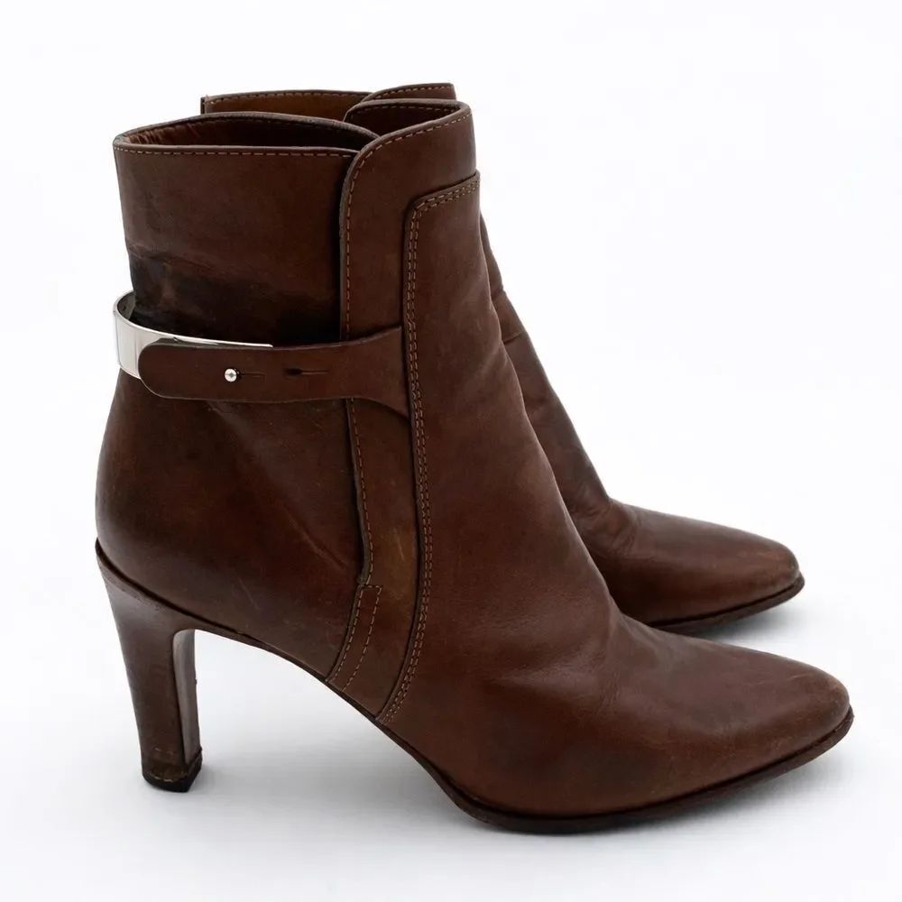 Chloé Brown Leather Ankle Boots made in Italy size 36.5/6.5